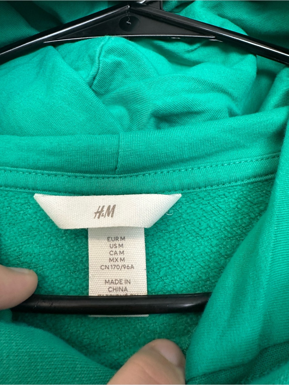 H&M Green "New York City" Manhattan Hoodie Sweatshirt Strings & Pocket - Picture 4 of 7